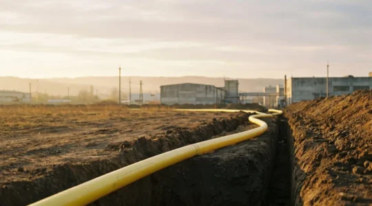 Installation technique de canalisations de gaz enterrées dans un environnement industriel français