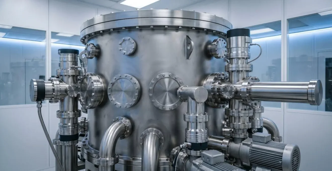 Chambre de dépôt sous vide pour la fabrication de semiconducteurs avec système de pompage turbomoléculaire