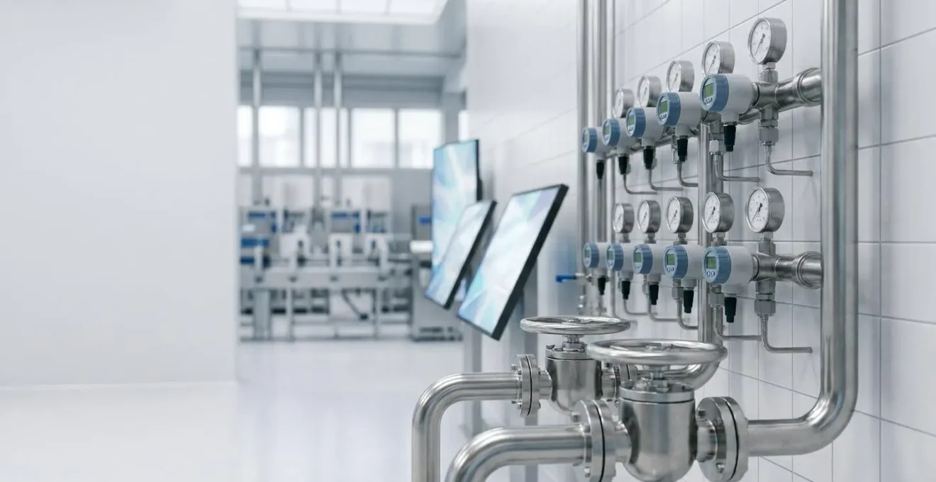 Installation professionnelle de distribution de gaz alimentaire avec système de contrôle qualité en agroalimentaire
