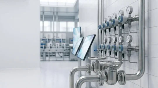 Installation professionnelle de distribution de gaz alimentaire avec système de contrôle qualité en agroalimentaire