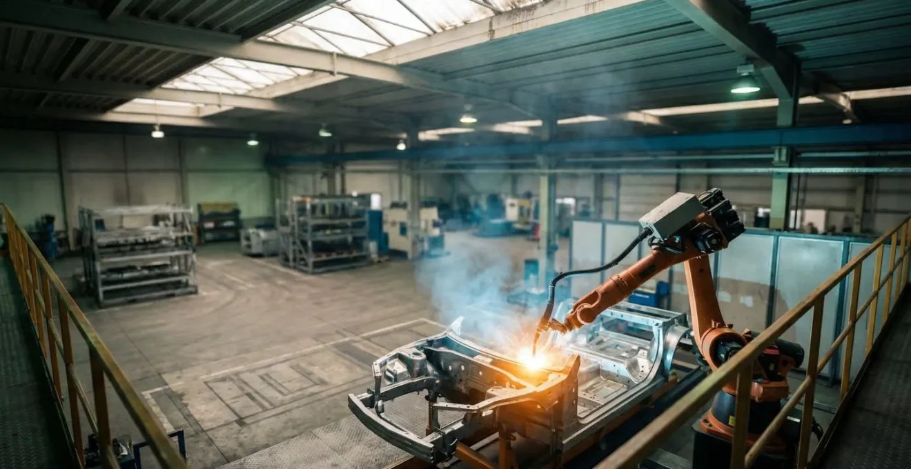 Soudage robotisé de châssis automobile sous atmosphère protectrice dans un environnement industriel moderne