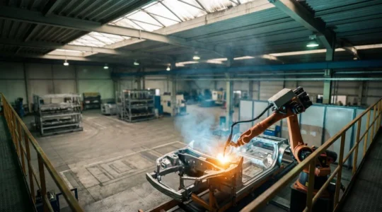 Soudage robotisé de châssis automobile sous atmosphère protectrice dans un environnement industriel moderne