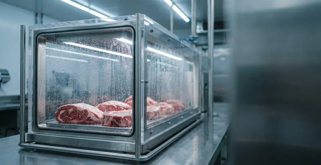 Atmosphère de conservation alimentaire avec dioxyde de carbone pour inhiber la croissance microbienne