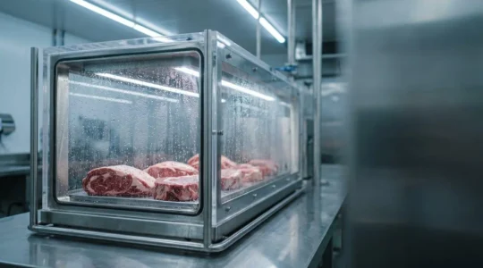 Atmosphère de conservation alimentaire avec dioxyde de carbone pour inhiber la croissance microbienne